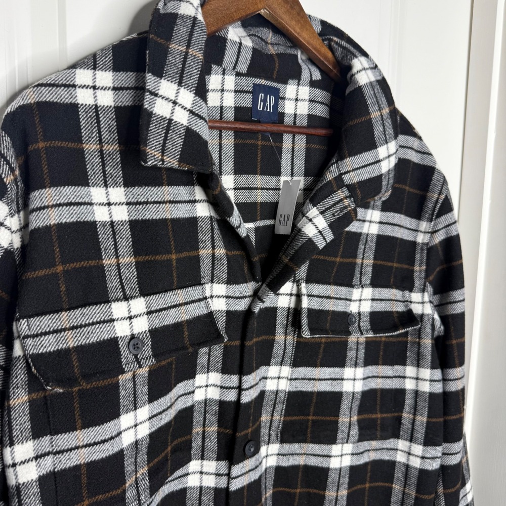 NWT GAP Men's Heavy Plaid Flannel Shirt Jacket Size XL Button‎ Up